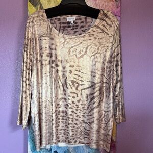 Chicos Animal Print Long Sleeve Top